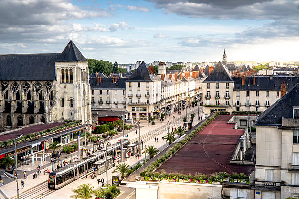Tramway of the city of Tours, aerial view