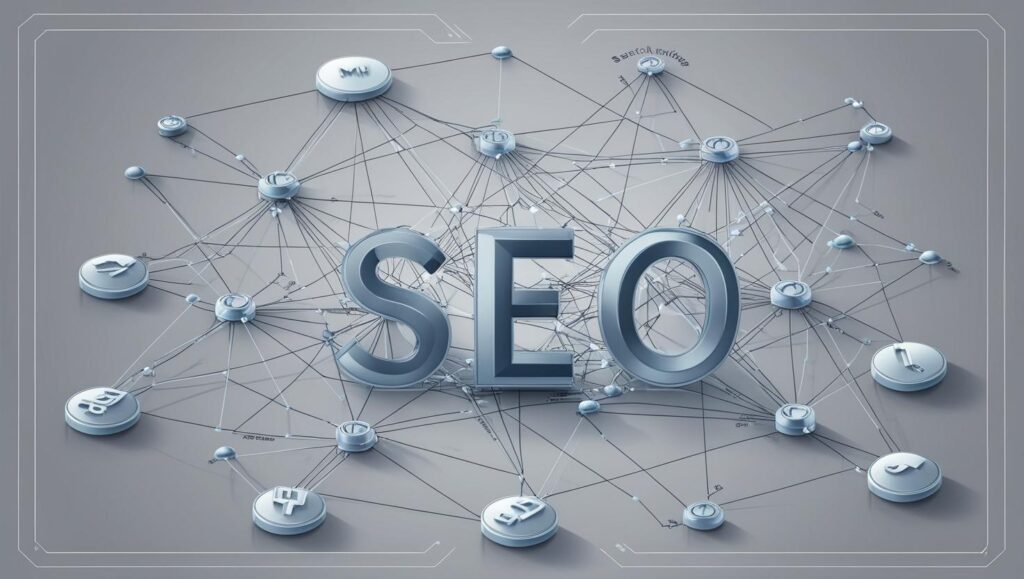 Une image réaliste qui montre le côté technique du seo avec ces couleurs principales _ #e7f6f8, #b9cfd8, #395870 (21)
