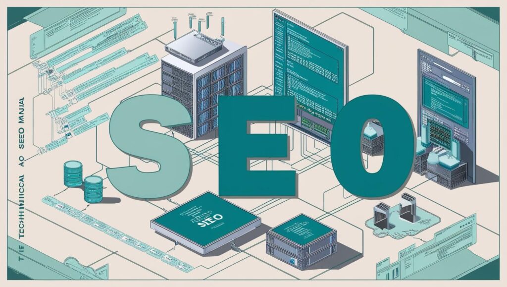 Une image réaliste qui montre le côté technique du seo avec ces couleurs principales _ #e7f6f8, #b9cfd8, #395870 (27)