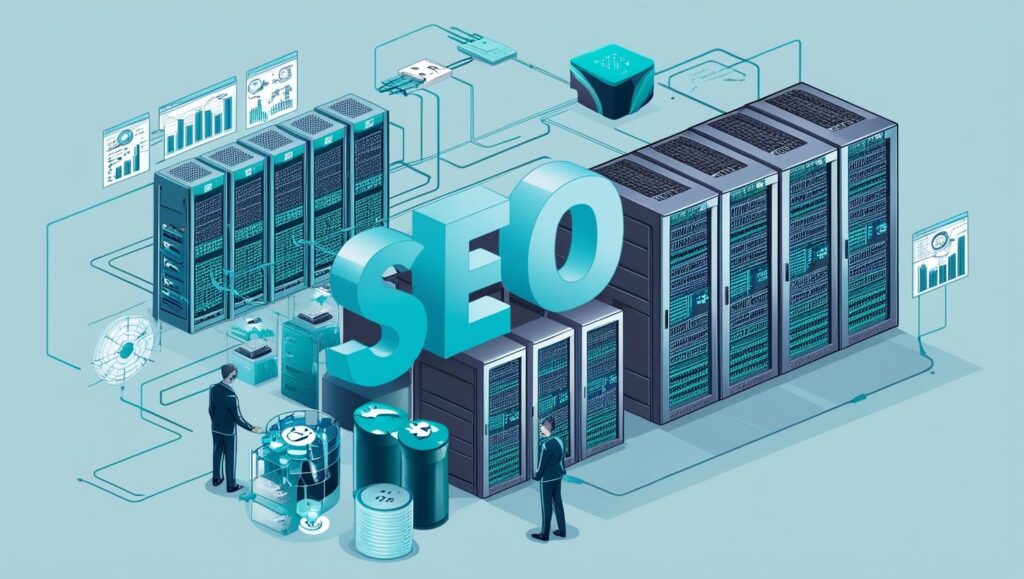 Une image réaliste qui montre le côté technique du seo avec ces couleurs principales _ #e7f6f8, #b9cfd8, #395870 (34)