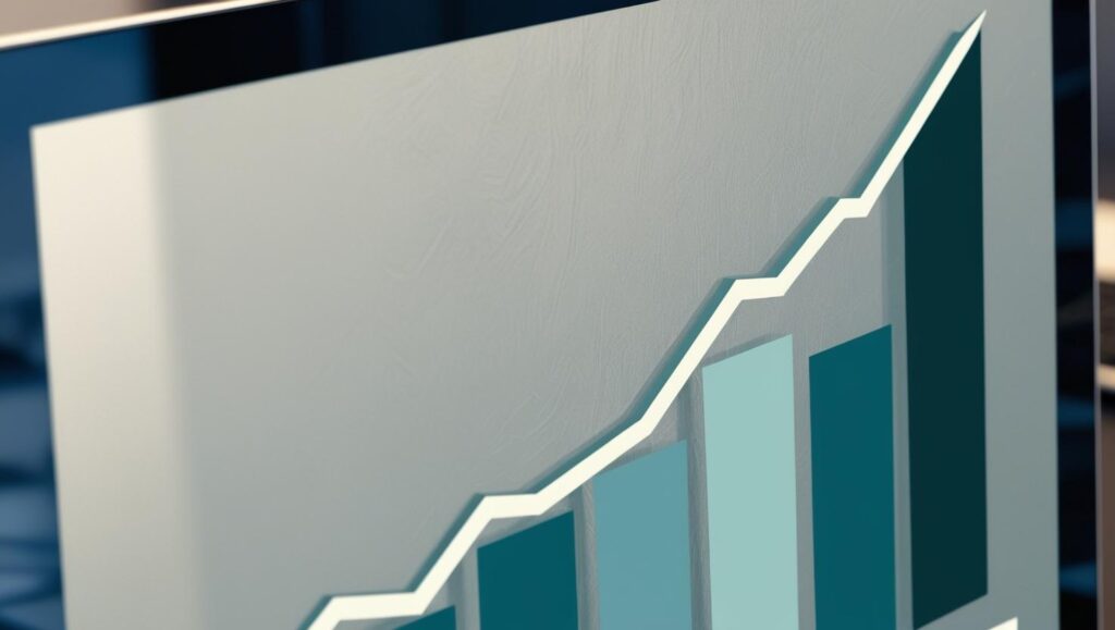 Une image réaliste qui montre un graphique qui descend fortement sur un écran d'ordinateur avec ces couleurs principales _ #e7f6f8, #b9cfd8, #395870 (19)
